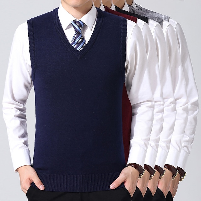 Men's Sweater Vest Wool Sweater Pullover Sweater Jumper Knit Knitted ...