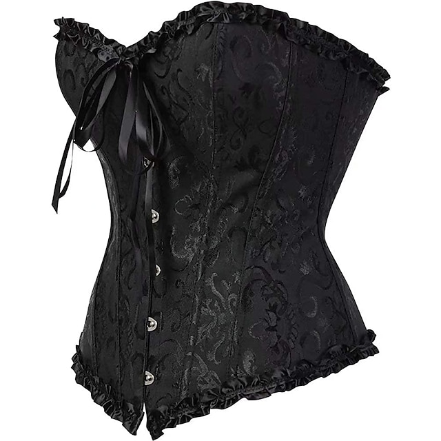  Corset Women's Plus Size Corsets Corsets Country Sexy Lady Sweetheart Tummy Control Push Up Jacquard Jacquard Abstract Flower Hook & Eye Lace Up Nylon Polyester / Cotton Christmas Wedding Special