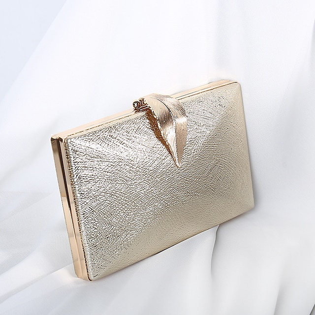  Women's Clutch Bags Polyester for Evening Bridal Wedding Party with Chain Solid Color Plain in Silver Black Red