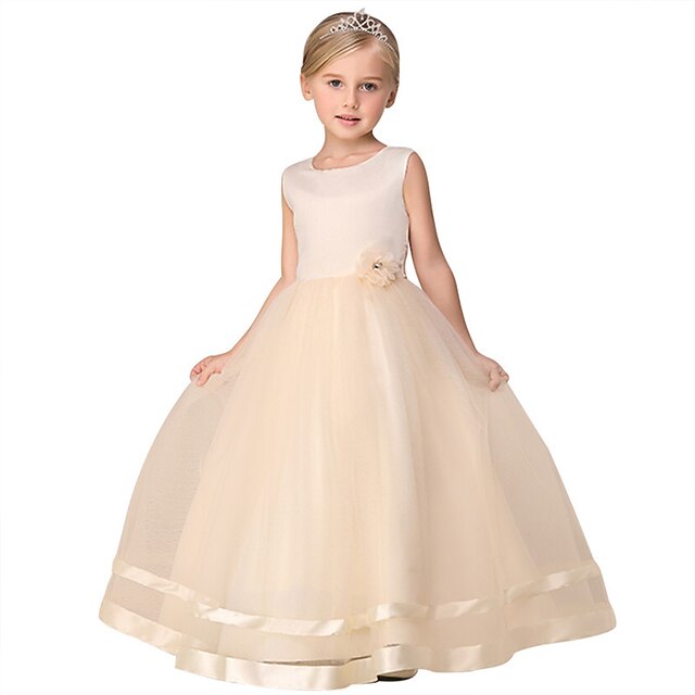 Robe Fille Robe en Tulle Enfants Petit Couleur Pleine Fleur Quotidien