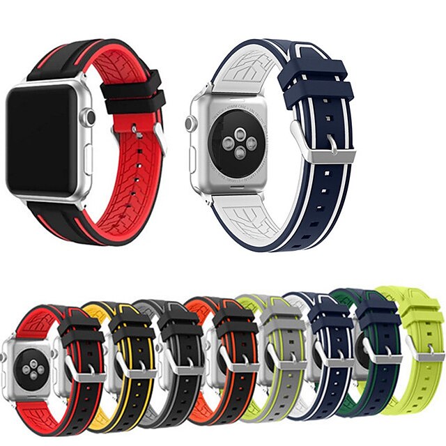  1 pcs Horlogeband voor Apple Watch Series SE / 6/5/4/3/2/1 Siliconen Vervanging Band Sportband Klassieke gesp Polsbandje