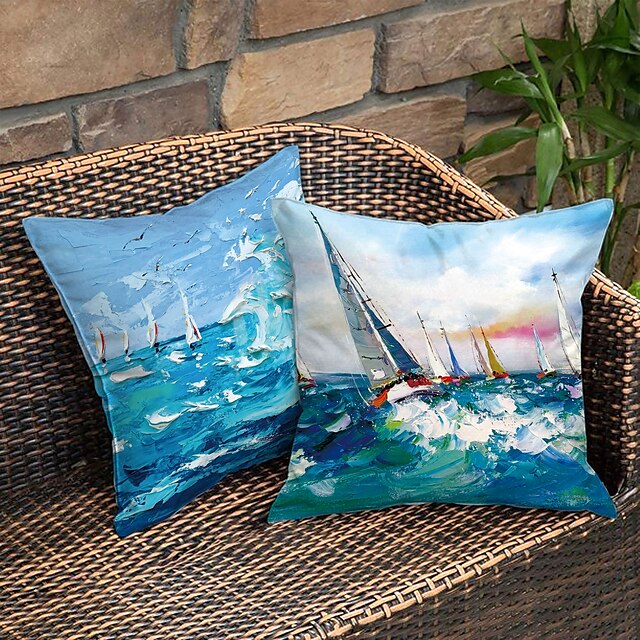 Home & Garden Home Decor | Oil Painting Style Double Side Cushion Cover 2PC Soft Decorative Square Throw Pillow Cover Cushion Ca