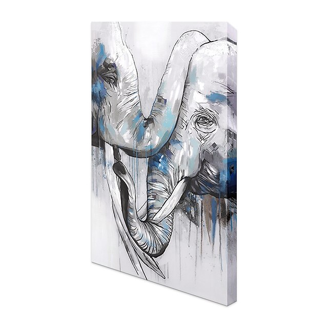 Home & Garden Wall Art | Oil Painting Handmade Hand Painted Wall Art Animal Couple Elephants Home Decoration Decor Rolled Canvas