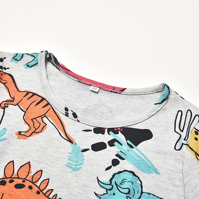 Baby & Kids Matching Outfits | Mommy and Me T shirt Tops Cotton Cartoon Dinosaur Sport Light Grey Daily Matching Outfits / Summe