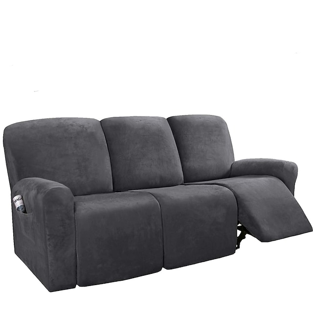  sektions hvilestol sofaovertræk 1 sæt med 8 stykker mikrofiberstræk højelastisk højkvalitets fløjlsofadæksel sofaovertræk til 3 sæder