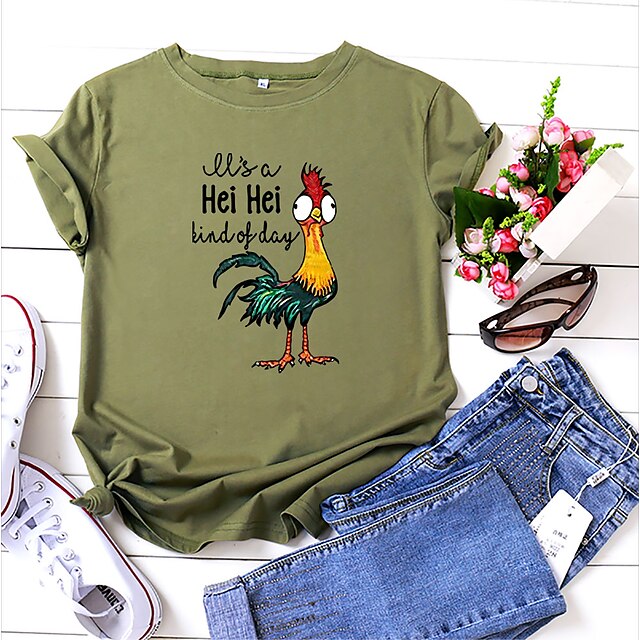 Womens Clothing Womens Tops | its a hei hei kind of day shirt for women cartoon chicken graphic print tee letter print short sle