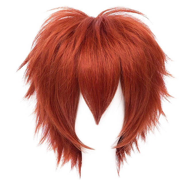  Red Wigs For Women Short Fashion Pointed Layered Anime Cosplay Wigs Halloween Christmas Carnival Dress Up Party Wig Gifts