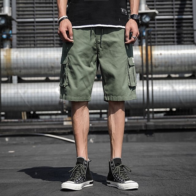 

Men's Chic Modern Casual / Sporty Shorts Patchwork Knee Length Pants Daily Gym Micro-elastic Solid Colored Mid Waist Black Gray Army Green Khaki M L XL XXL 3XL