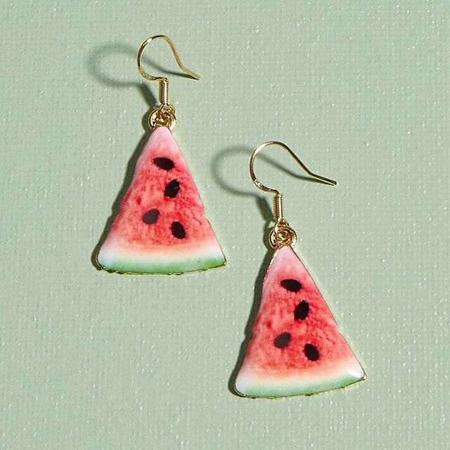 Shoes & Bags Fashion Accessories | 1 Pair Stud Earrings For Womens Street Date Beach Alloy Classic Watermelon - QU22758