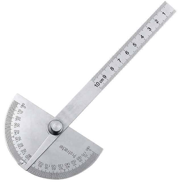  180 Degree Adjustable Protractor Multifunction Stainless Roundhead Angle Ruler Mathematics Measuring Tool