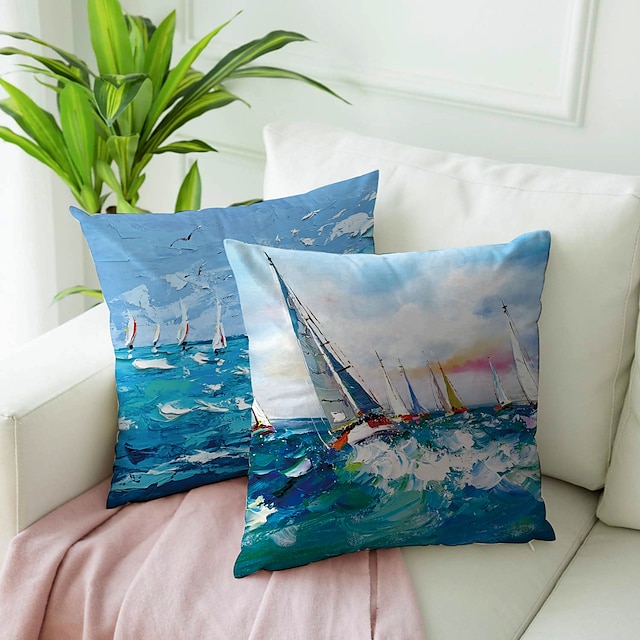 Home & Garden Home Decor | Oil Painting Style Double Side Cushion Cover 2PC Soft Decorative Square Throw Pillow Cover Cushion Ca