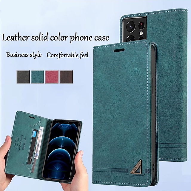  Leather Wallet Phone Case For Samsung Galaxy S22 S21 S20 Plus Ultra A72 A52 A42 A32 Magnetic Flip Folio Full Body Protective Cover with Card Slots Kickstand