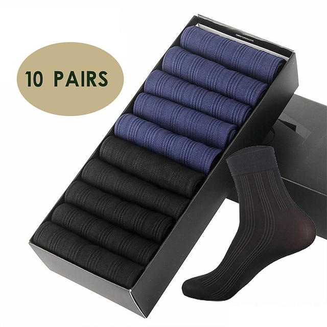  Pánské 10 párů Ponožky Černá Bílá Barva Spandex Jednobarevné Ležérní Denní Teplé Jaro léto