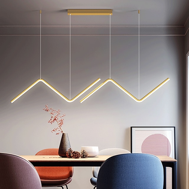  2-lumière 90cm led pendentif lumière dimmable formes géométriques ligne design lustre minimaliste style nordique restaurant bureau bar salon lampe 100-240v