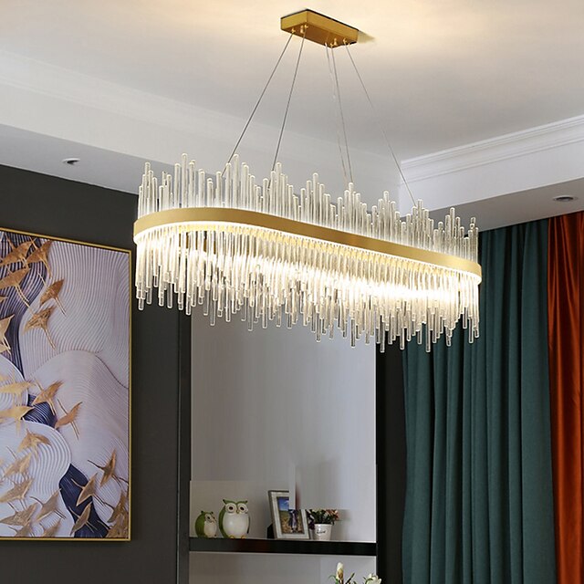 Lights & Lighting Pendant Lights | LED Pendant Light 120 100 80 60 cm Luxury European K9 High end Crystal Chandelier Rectangle D