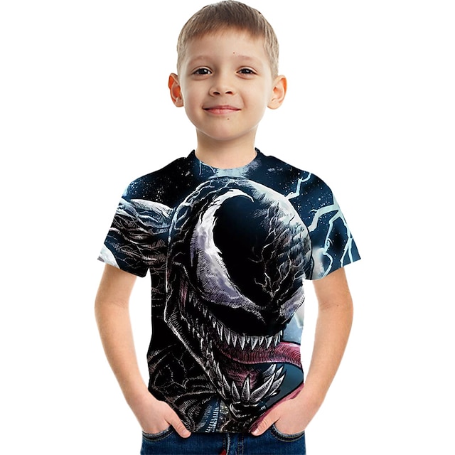  Boys 3D Graphic Cartoon T shirt Short Sleeve 3D Print Active Polyester Rayon Kids 3-12 Years
