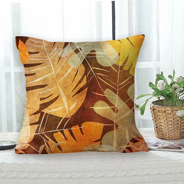 Home & Garden Home Decor | Leaves Fall Double Side Cushion Cover 1PC SoftSquare Throw Pillow Cover Cushion Case Faux Linen Pillo