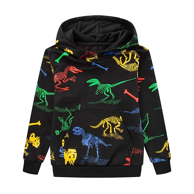 Baby & Kids Boys Clothing | Kids Boys Hoodie & Sweatshirt Long Sleeve Dinosaur Cartoon Animal Print Gray Black Cotton Children T