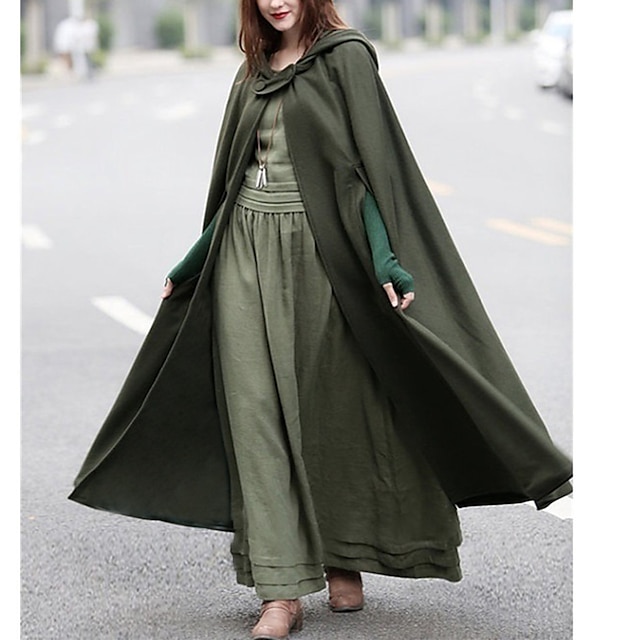 

Women's Cloak Capes Causal Fall Winter Long Coat Loose Warm Basic Chic Modern Jacket Sleeveless Solid Colored Blue Army Green Spring
