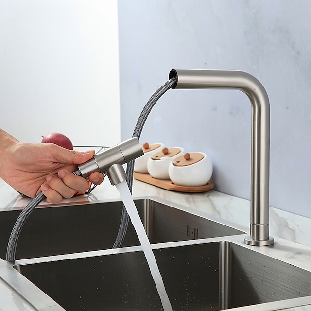  keukenkraan - enkele handgreep eengats RVS uittrekbaar/uittrekbaar andere moderne keukenkranen alleen koud of warm water