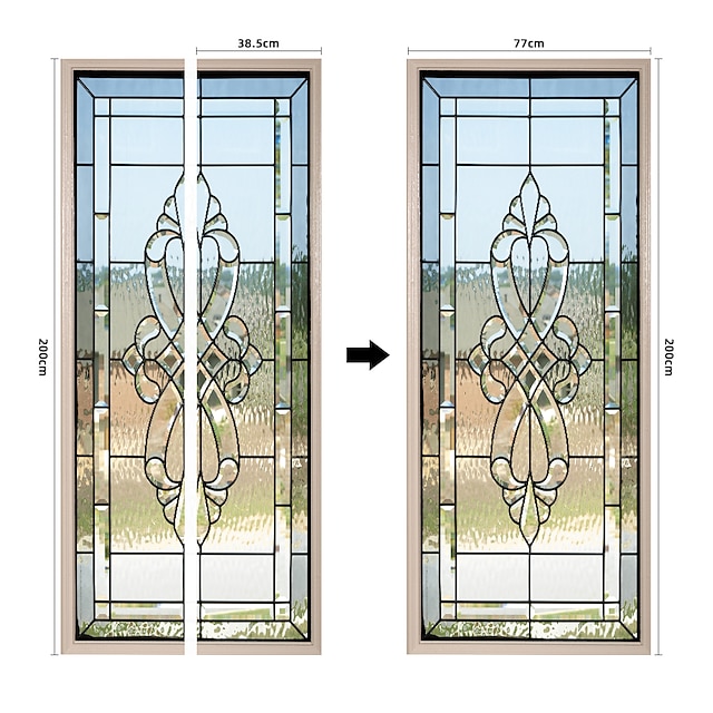  2 st självhäftande kreativa imiterade glasdörrklistermärken för vardagsrum gör-det-själv dekorativa hem vattentäta väggdekaler 30,3