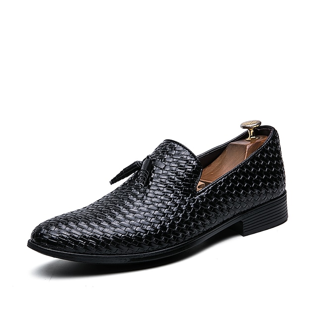  Men's Loafers & Slip-Ons Dress Shoes Plus Size Driving Loafers Woven Shoes Walking Business Casual Outdoor Daily Office & Career Leather Synthetics Loafer Black Blue Grey Summer Spring