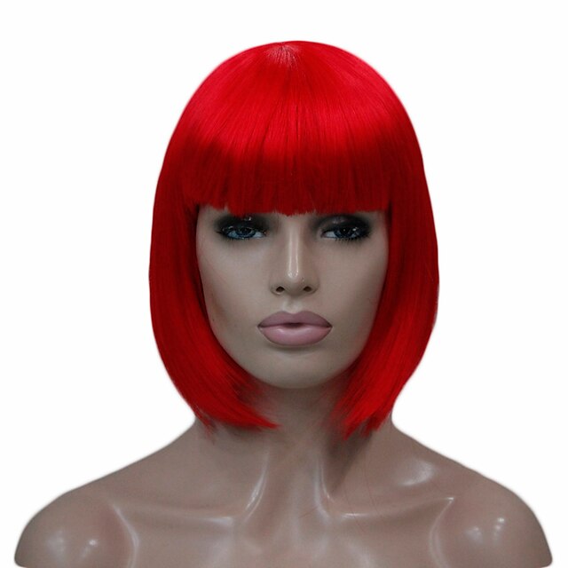  Red Wigs for Women Cosplay Costume Wig Synthetic Wig Straight Short Bob Wig Wine Red Orange Green White Black Christmas Party Wigs