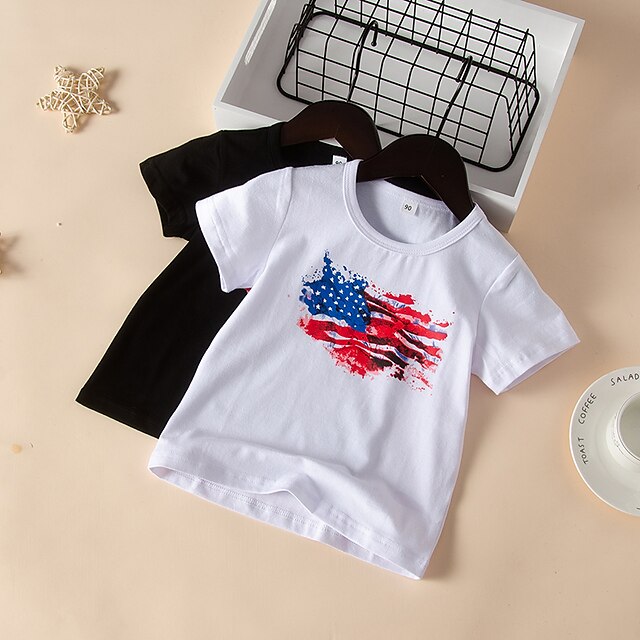 Baby & Kids Boys Clothing | Toddler Boys T shirt Short Sleeve Graphic White Black Children Tops Summer Basic Daily Loose 1-5 Yea