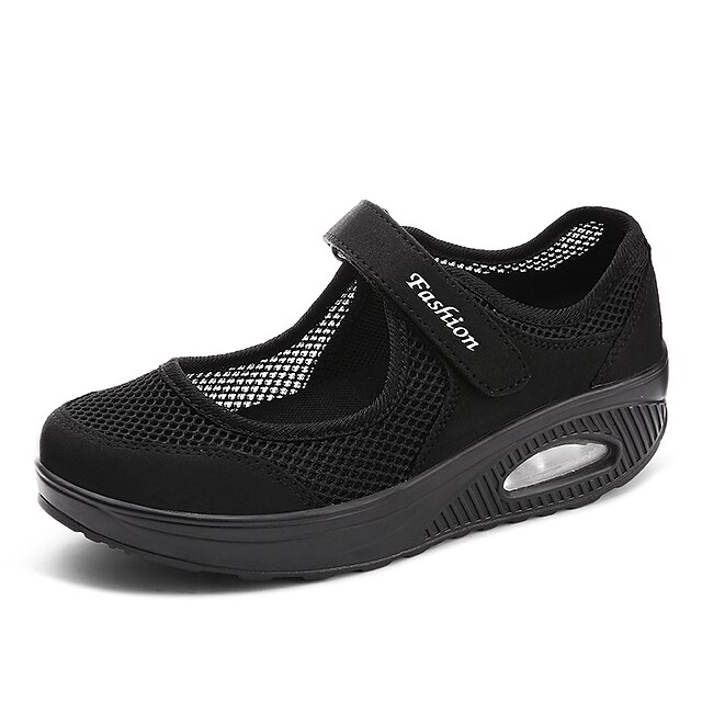 Shoes & Bags Womens Shoes | Womens Flats Round Toe Outdoor Mesh Magic Tape White Black Gray - PT90137