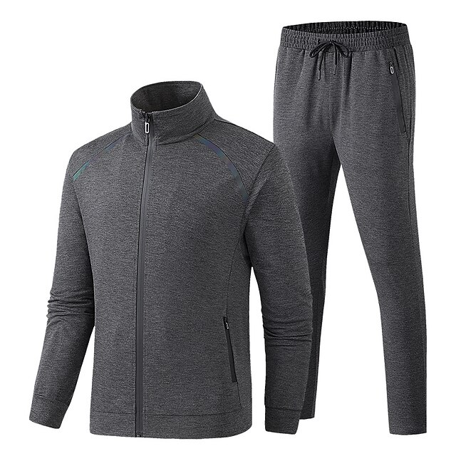 Chándal de 2 piezas para hombre, invierno, manga larga, térmico, cálido,  transpirable, suave, fitness, correr, correr, ropa deportiva, sudadera de  color sólido, pantalones de chándal, gris oscuro, negro 8753949 2022 –  $48.59