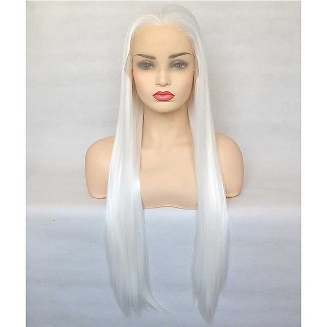 Beauty & Hair Wigs & Hair Pieces | Synthetic Lace Wig Natural Straight Style 22 inch White Middle Part 4x13 Closure Wig Womens W