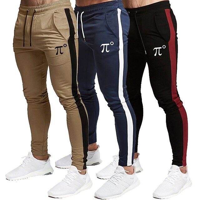  Men's Sweatpants Joggers Running Pants Winter Pants / Trousers Bottoms Solid Colored Geometric Quick Dry Lightweight Sporty Drawstring Pocket Black Khaki Navy Blue / Micro-elastic / Casual / Splice