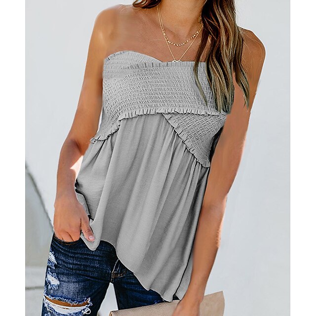 blusa elástica sin tirantes sin tirantes de tubo para mujer blusa sin  mangas con túnica plisada bandeau (blanco, xl) 8701009 2022 – $14.03