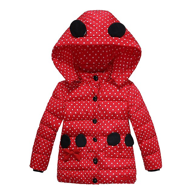 Baby & Kids Girls Clothing | Kids Girls Down & Cotton Padded Long Sleeve Pink Fuchsia Red Polka Dot Print Fall Winter Active Out