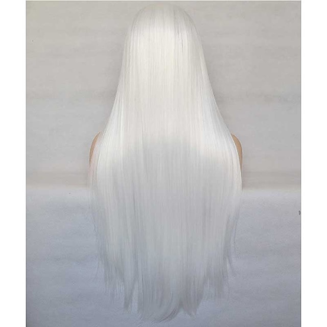 Beauty & Hair Wigs & Hair Pieces | Synthetic Lace Wig Natural Straight Style 22 inch White Middle Part 4x13 Closure Wig Womens W