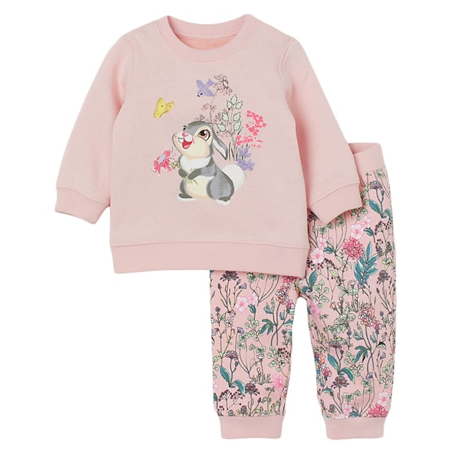  Kids Girls' Hoodie & Pants 2 Pieces Long Sleeve Red(Girl) Butterfly Rabbit Animal Print Cotton School Basic 3-8 Years / Fall