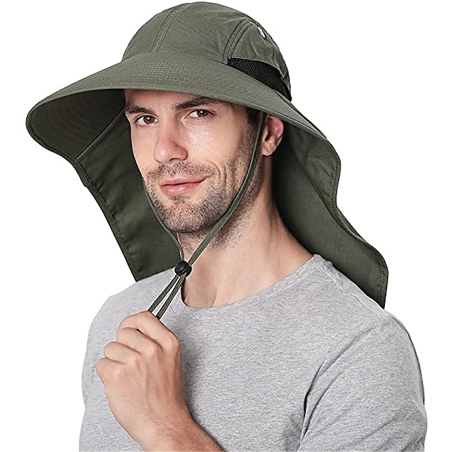 Adults' Wide Brim Sun Hat Bucket Hat with Neck Face Flap Cover UPF50 ...