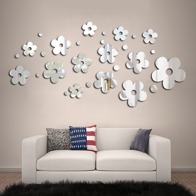  3D Mirror Flowers Art Removable Wall Sticker Acrylic Mural Decal Home Room Decor Hot Decorative Stickers