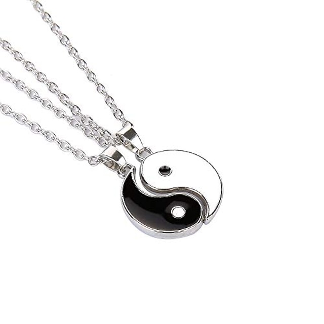  1 par yin yang hängande kedjehalsband för kvinnor eller män justerbart 2 st bästa vän svart choker halsband för par