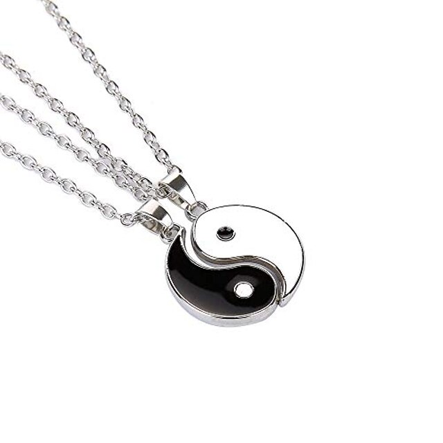1pair yin yang pendant chain necklace for women or men adjustable 2 pcs best friend black choker necklaces for couples4
