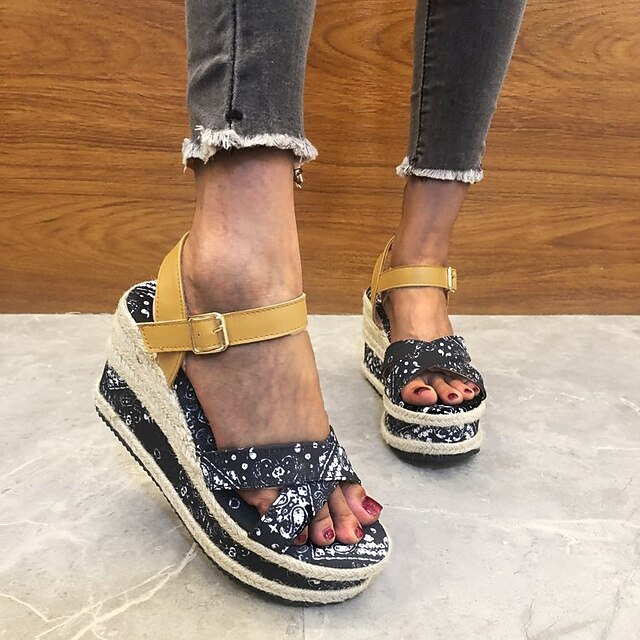 Mujer Sandalias Plataforma Dedo redondo PU Color sólido Blanco Negro  8758212 2022 – €34.99