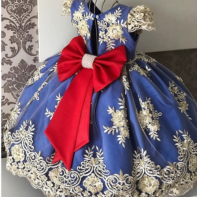  Kids Girls' Party Dress Flower Short Sleeve Formal Performance Wedding Ruched Embroidered Button Elegant Princess Polyester Maxi Party Dress Swing Dress Floral Embroidery Dress Summer Spring 3-10