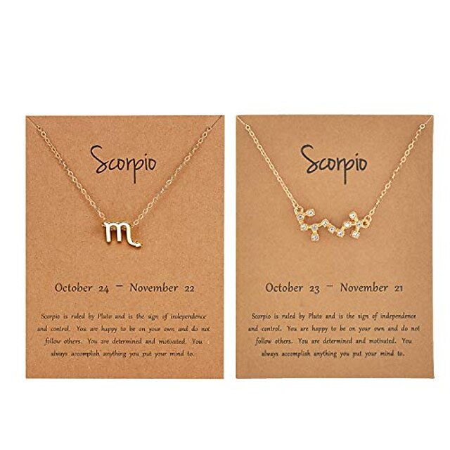 2Pcs Zodiac Necklace for Women 12 Constellation Necklace Zodiac Sign Horoscope Necklaces Zodiac Jewelry Gift