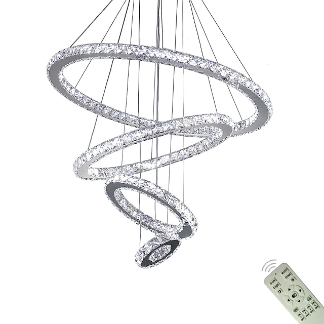  dimmable 4 anneaux 70/50/30/15 cm led lustre cristal pendentif lumière métal galvanisé moderne contemporain traditionnel classique 110-120v 220-240v