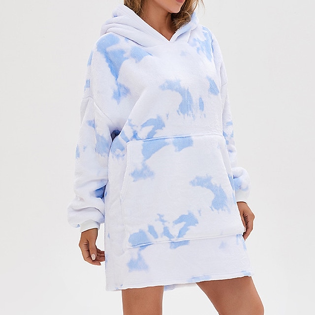 Womens Clothing Womens Sleep & Lounge | Womens Loungewear Top Onesies Hoddie Blanket 1 pc Tie Dye Plush Casual Comfort Home Dail