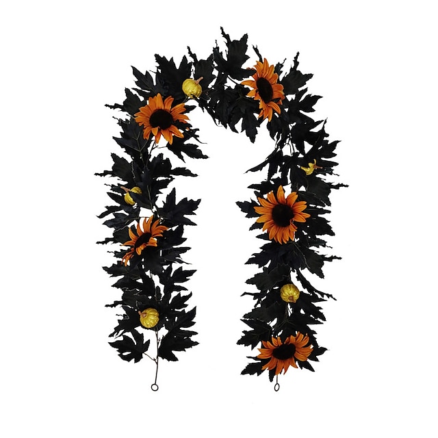 Home & Garden Home Decor | Halloween Black Rose Rattan Imitation Halloween Home Decoration Wall Imitation Maple Leaf - NR71048