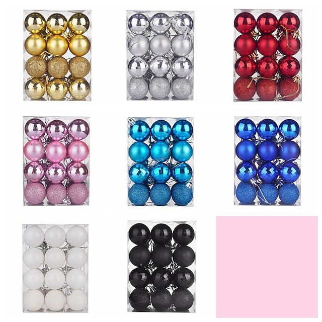 Christmas Baubles 24pcs 4cm Christmas Balls Plastic Shiny Electroplating Balls Christmas Tree