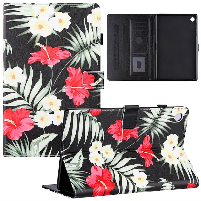  Tablet Case Cover For Lenovo Tablets Tab M10 FHD Plus 10.3 TB-X606 TB-X605F Card Holder Shockproof Dustproof Graphic Flower PU Leather with Stand Auto Sleep/Wake