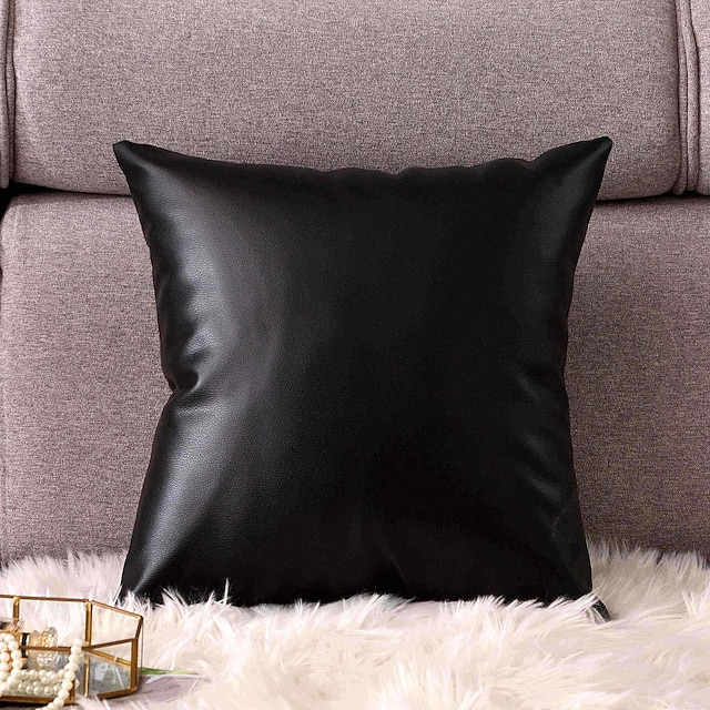 Home & Garden Home Decor | PillowCase Fashion Simplicity PU Soft Skin Solid Color Splicing Style Pillow Case Cover Living Room B