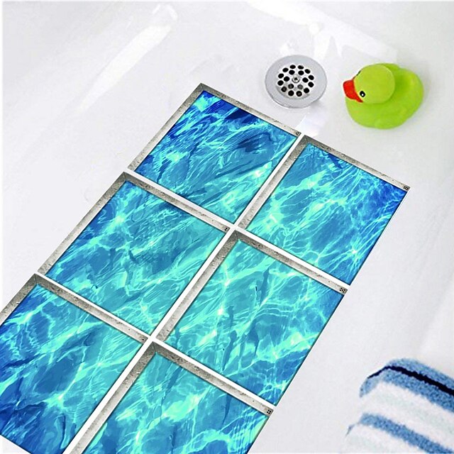 Home & Garden Home Decor | 6PCS 15*15cm 3D Wave Waterproof Twill Floor Sticker Bathtub Anti-slip Mat Waterproof Bathtub Self-adh